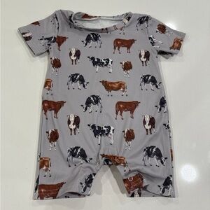 Boutique Baby Romper with Cow Print
